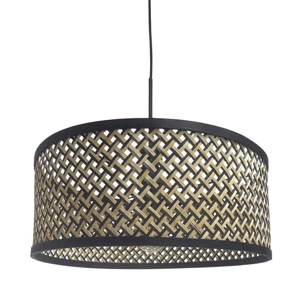 Pendant lamp Sparkled Light black with bamboo shade Ø 50cm