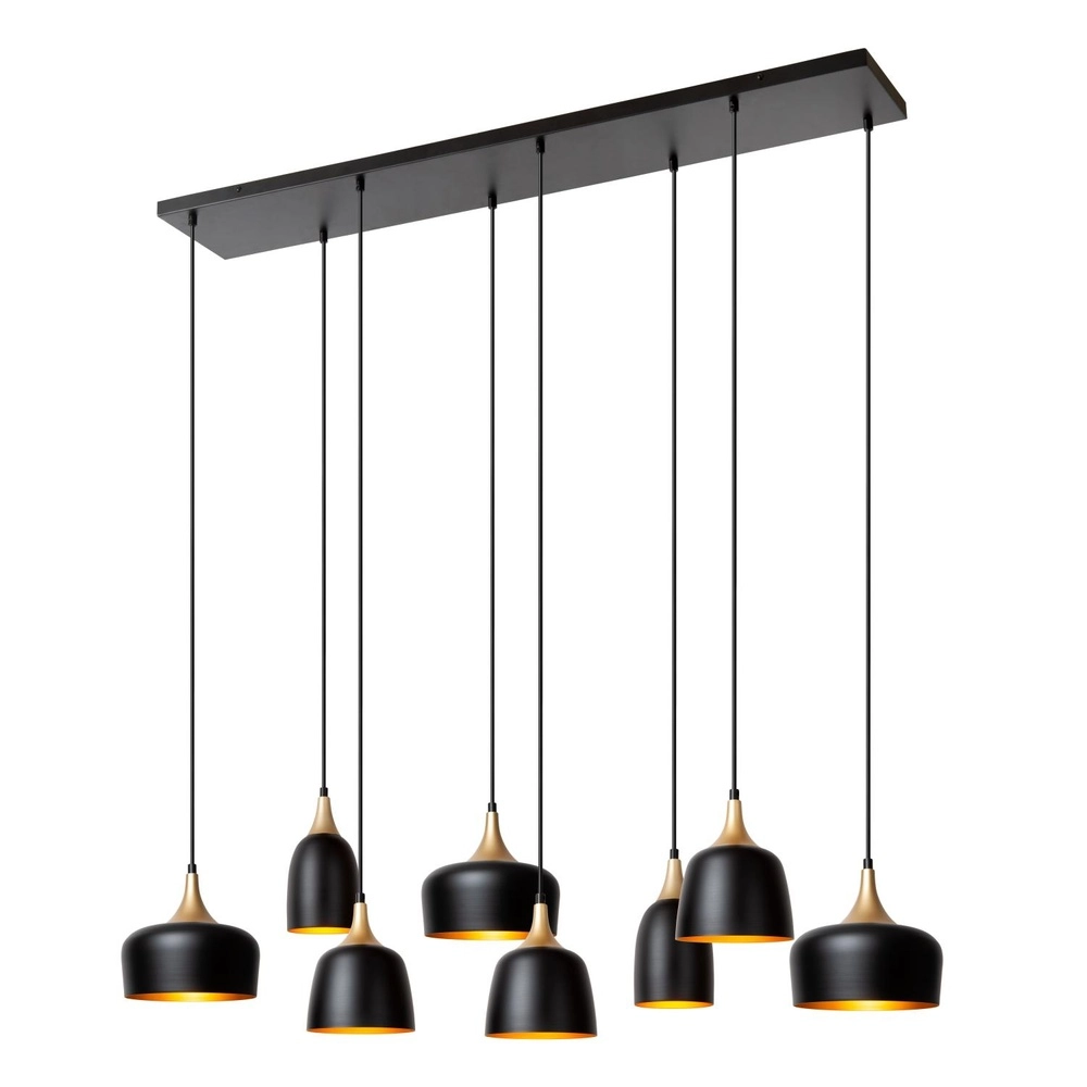 8-light pendant lamp Chayanne Design black with gold Lucide 5411212051554
