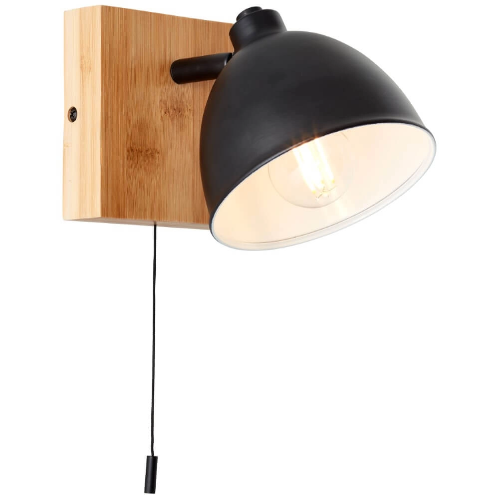 Wall lamp Celia black with bamboo Brilliant 4004353411403