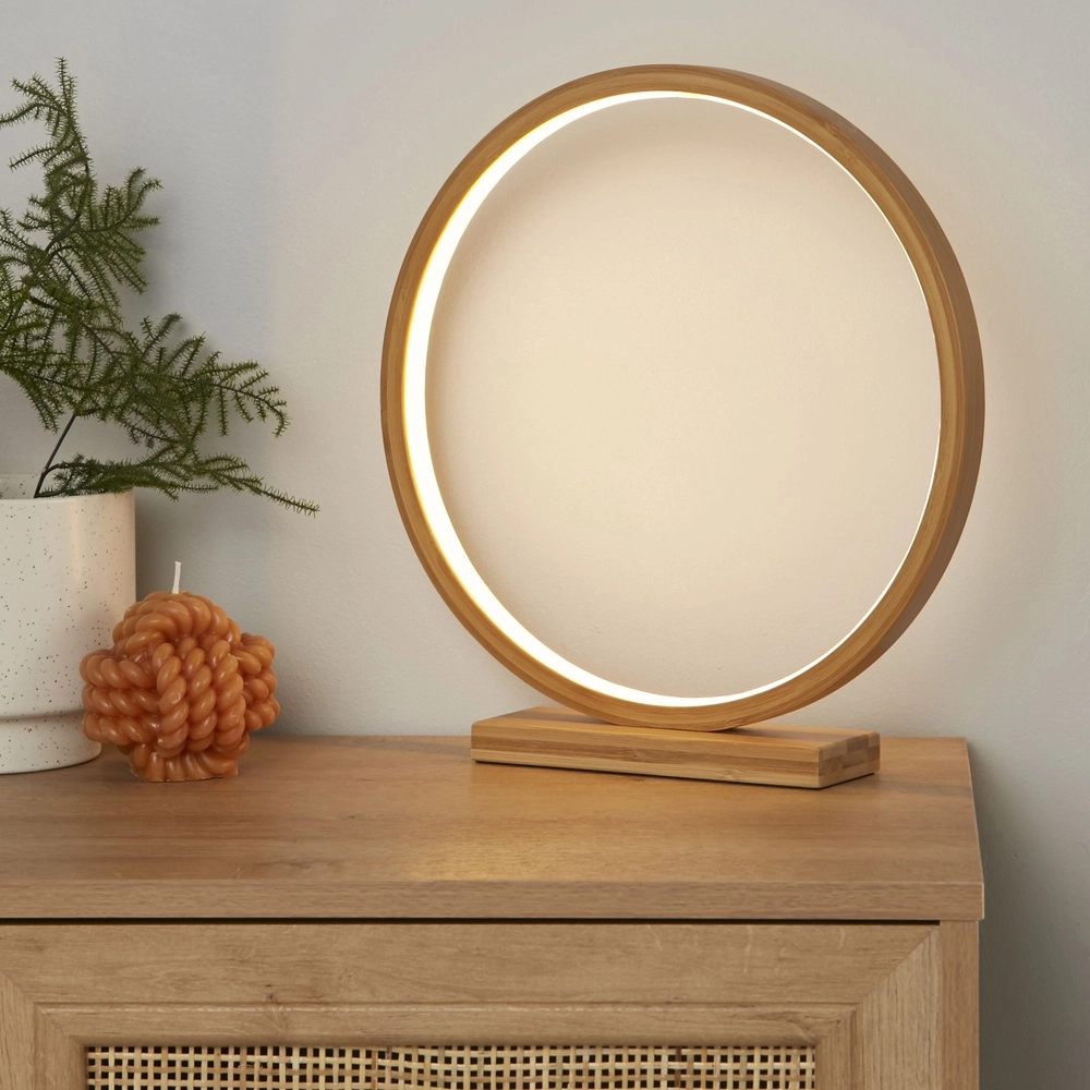 Round table lamp Malibu wood Searchlight 5053423311456