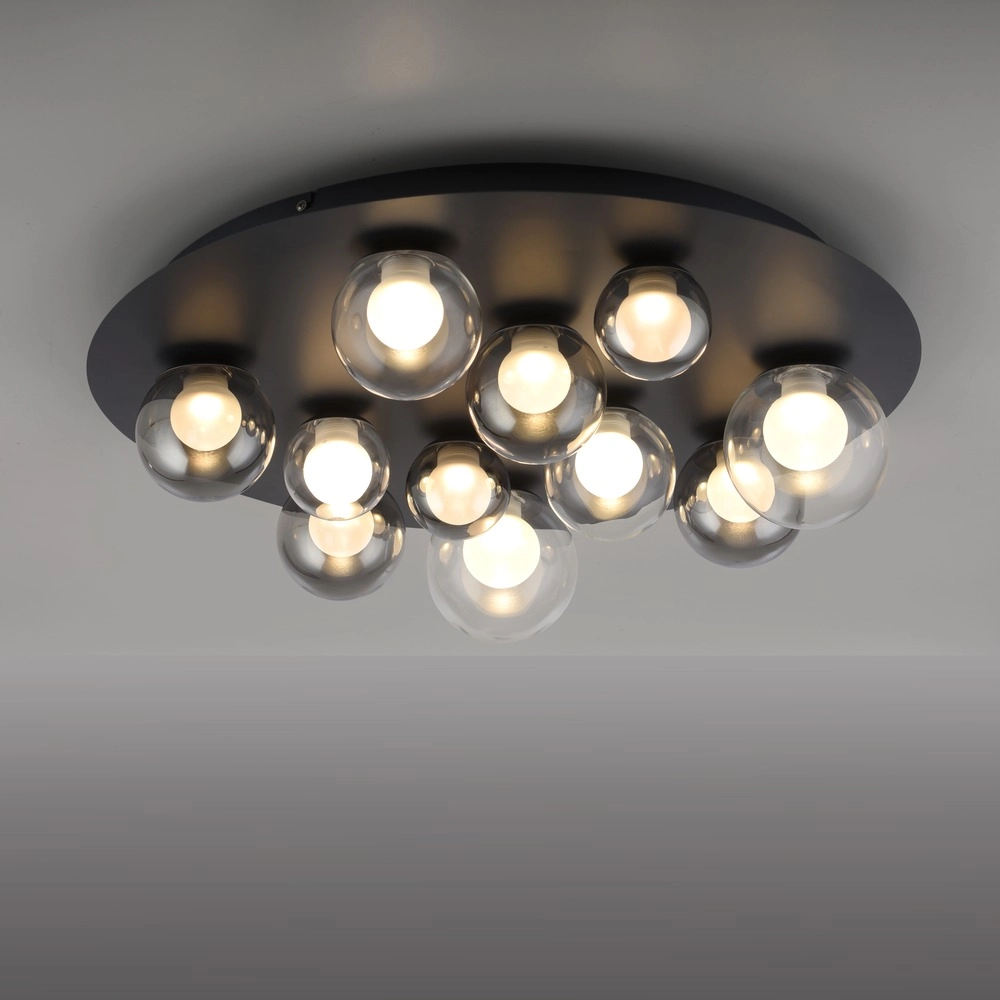 11-light ceiling lamp Pure Popup Mystic grey with smoke glass Paul Neuhaus 4012248397176