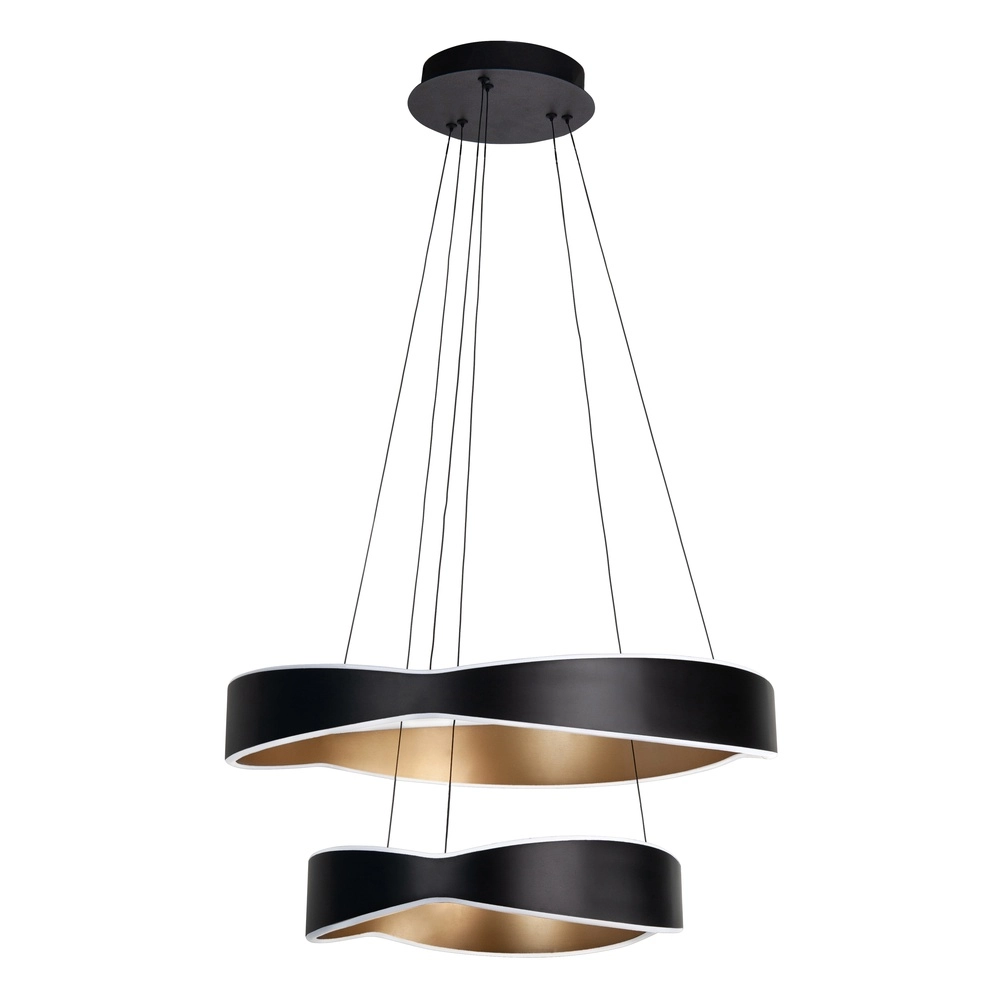 Design pendant lamp Onda Black with Gold Double