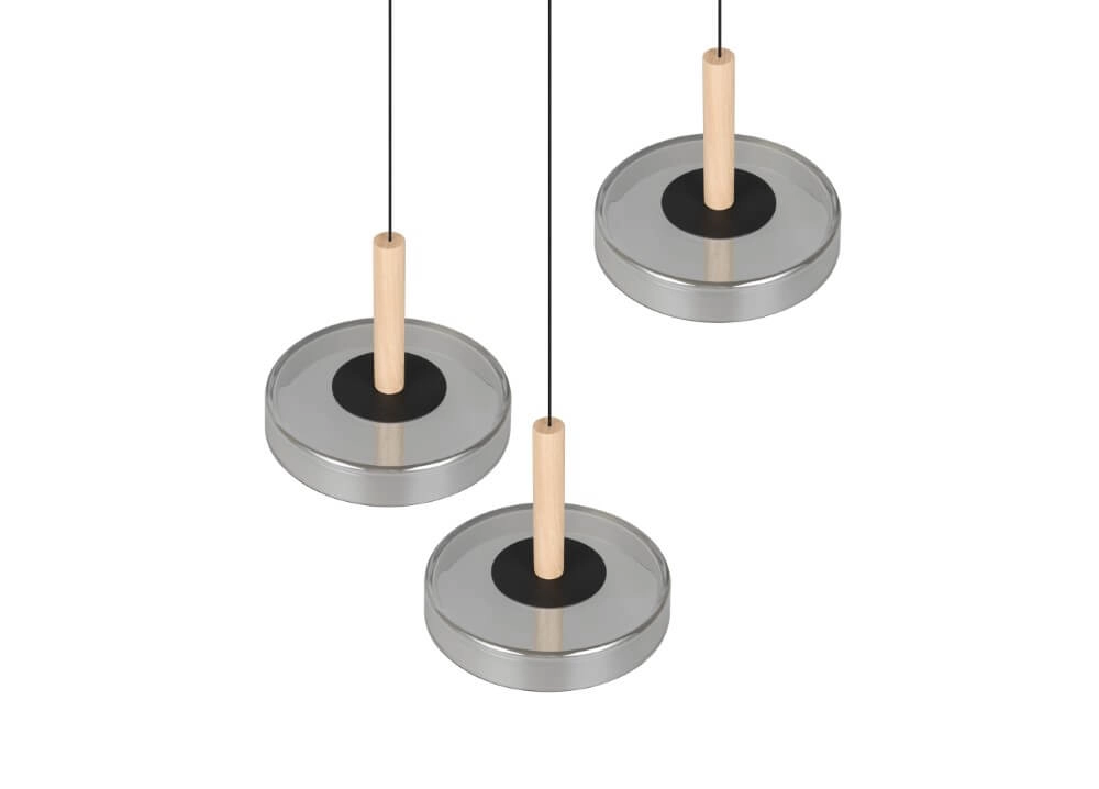 3-light LED pendant light Celeste smoke glass Trio 4017807616897