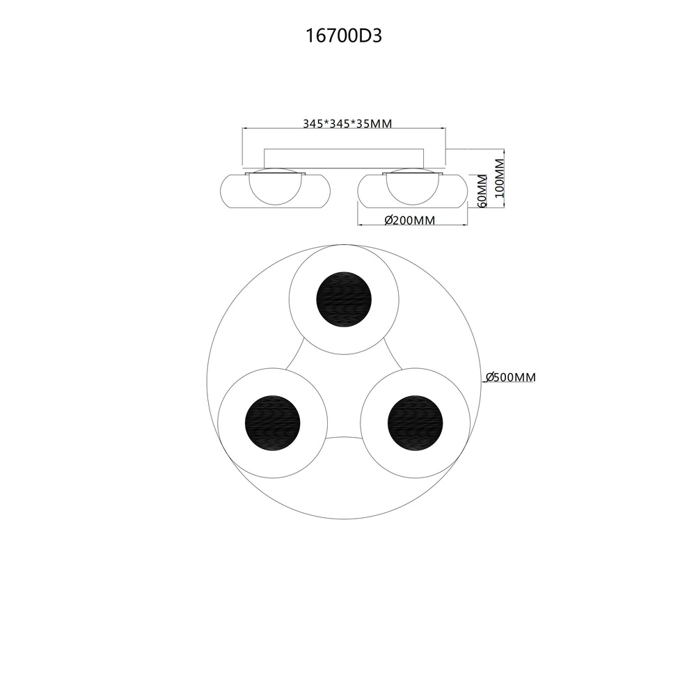 Design ceiling lamp Carlene 3-light black Globo 9007371572175