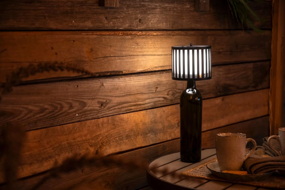 Unique table lamp Bottle Black rechargeable KonstSmide 7318308377520