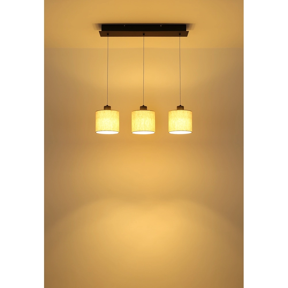 Gunmetal pendant lamp Thea 3-light straight Globo 9007371567034