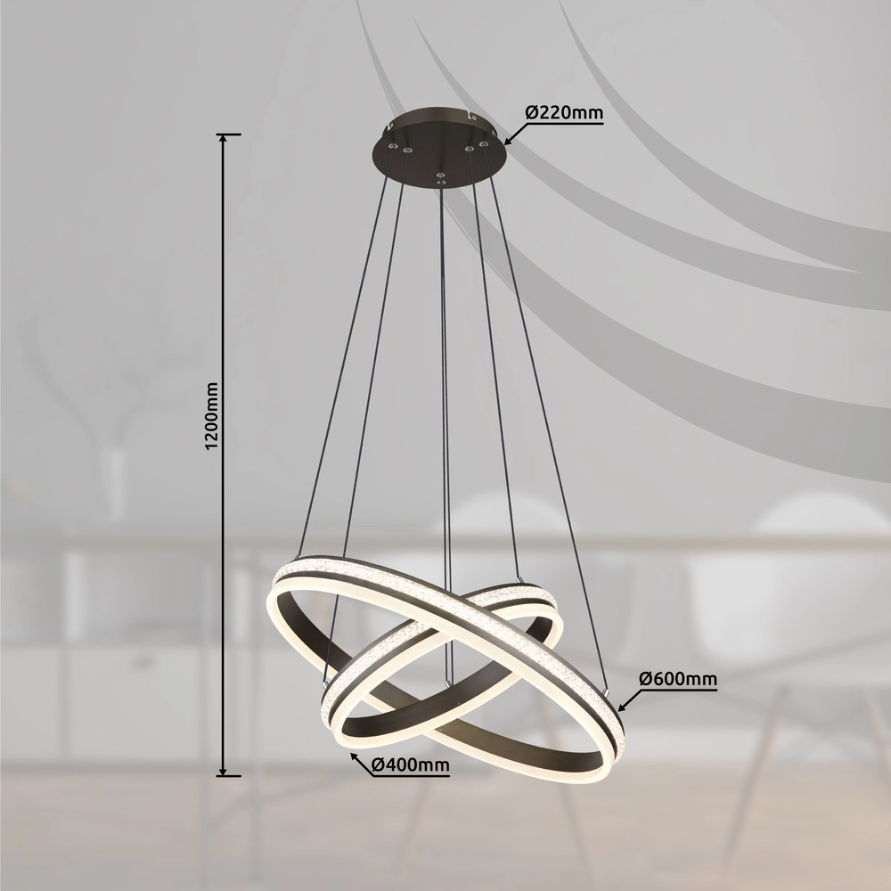 Design pendant lamp Grouni 2 rings titanium brushed Globo 9007371454990