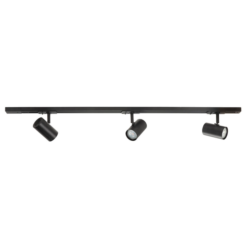 1-phase rail set 100cm Cilinder black with 3 spots