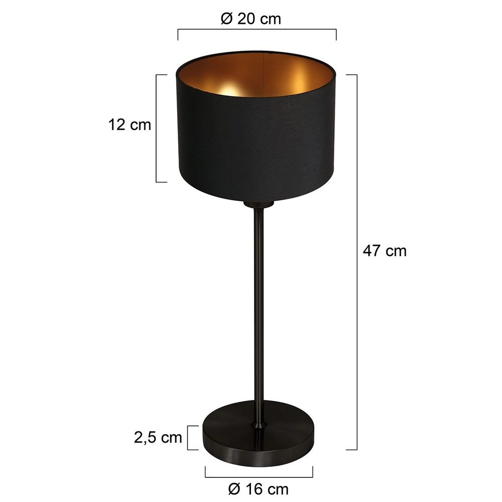 Black table lamp Noor with black hood Steinhauer 8712746182125