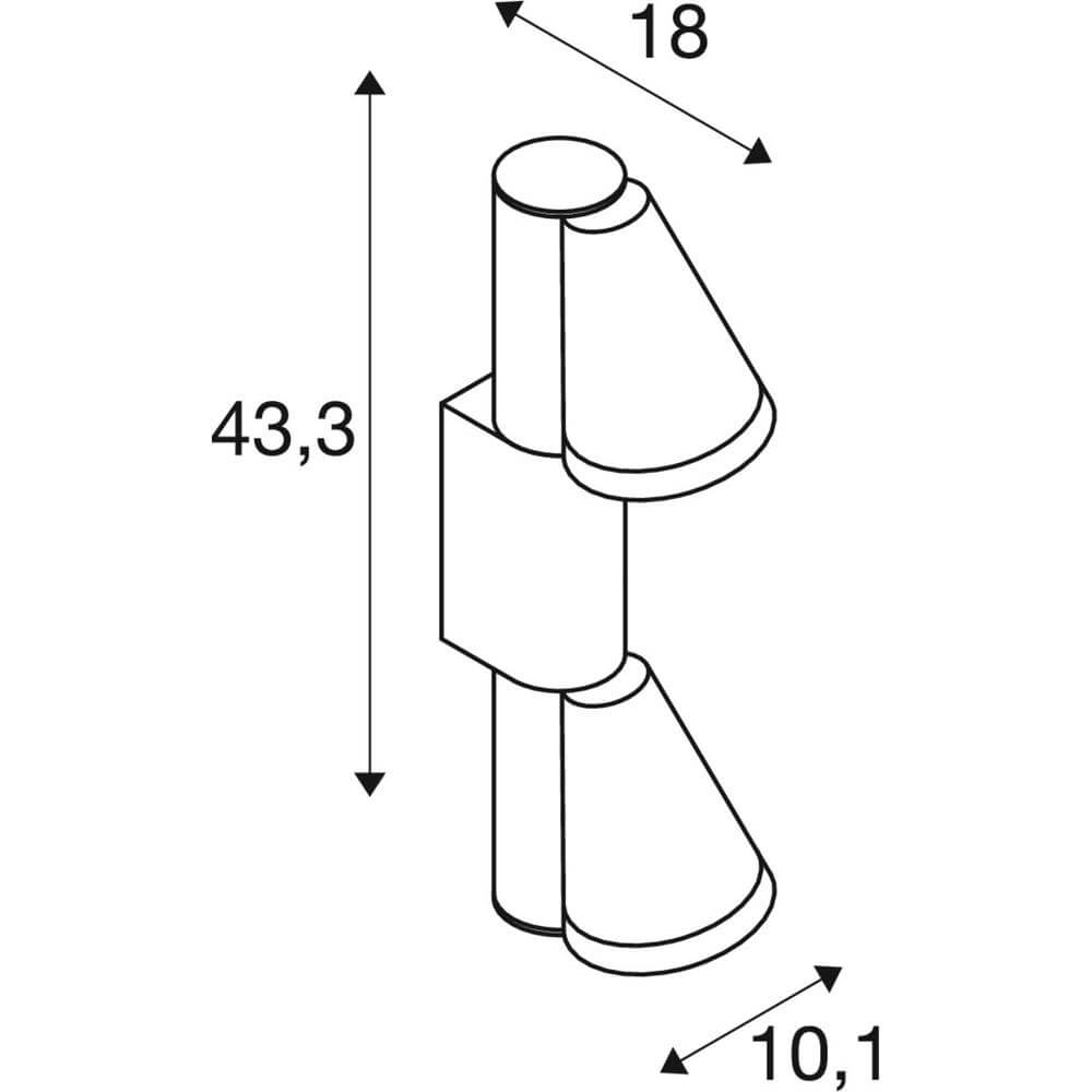 Design wall lamp T-Tube WL Black Double SLV 4024163291606