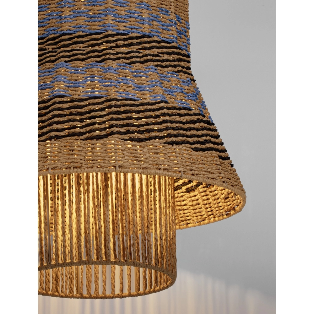 Rattan pendant lamp Mande blue with brown Lyora 5212017477354