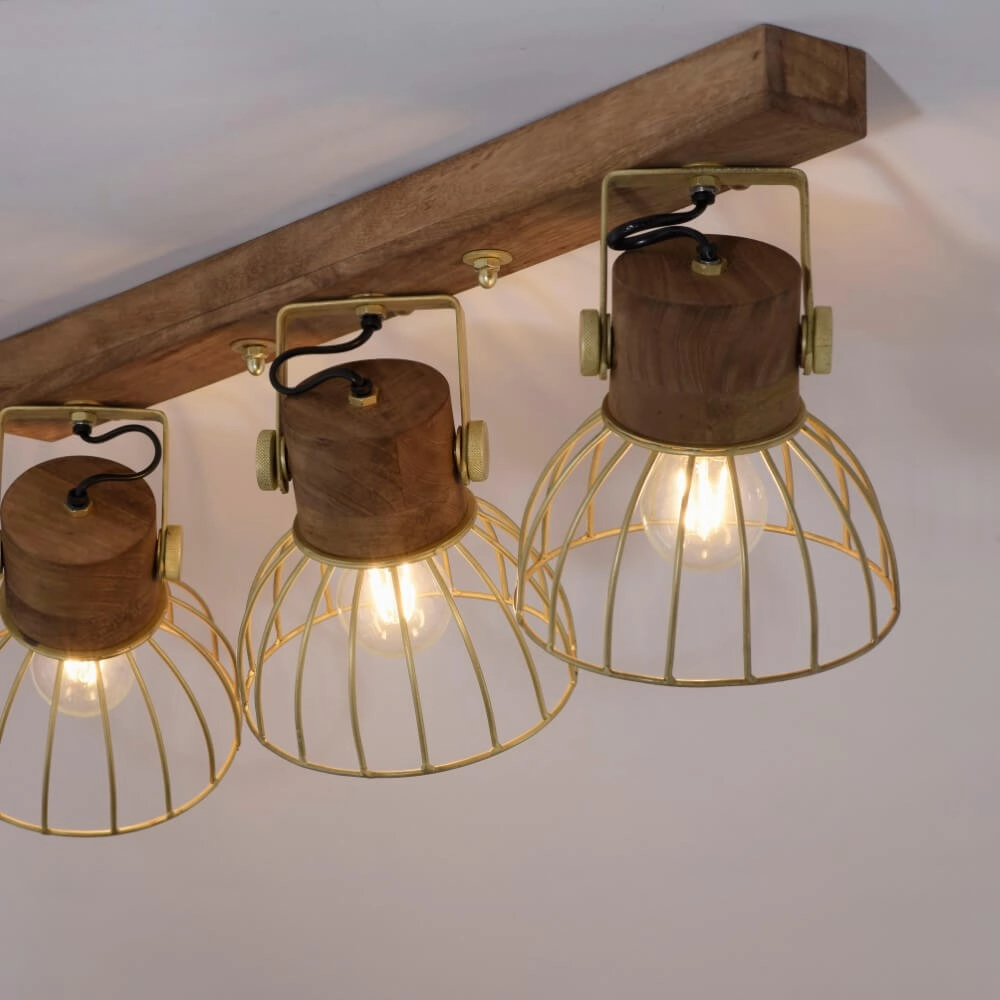 Ceiling lamp Alami Brown brass 3-lights Just Light 4043689976231