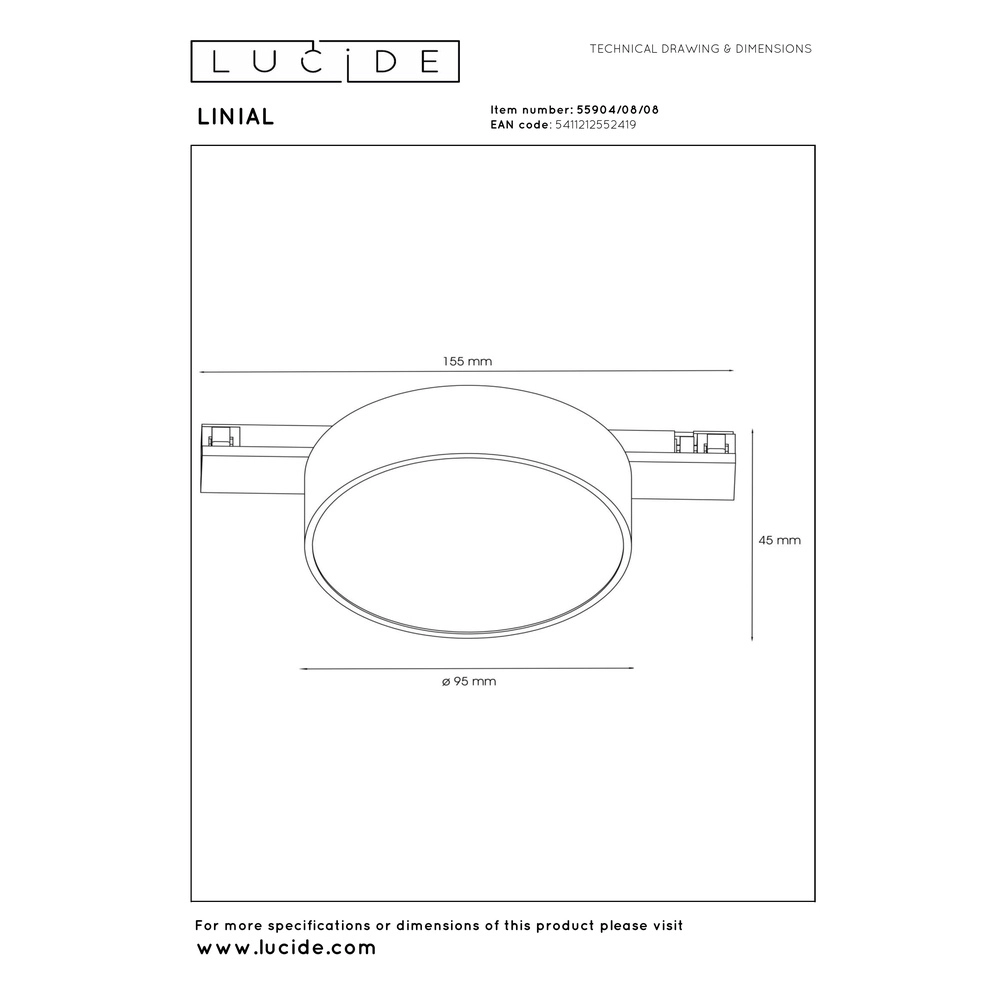 1-fase railspot Linial Fixxt mat zwart chroom Premium by Lucide 5411212552419