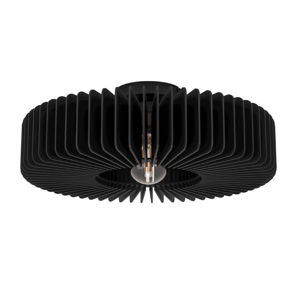 Wooden ceiling lamp Palombaia Ø 50cm - black