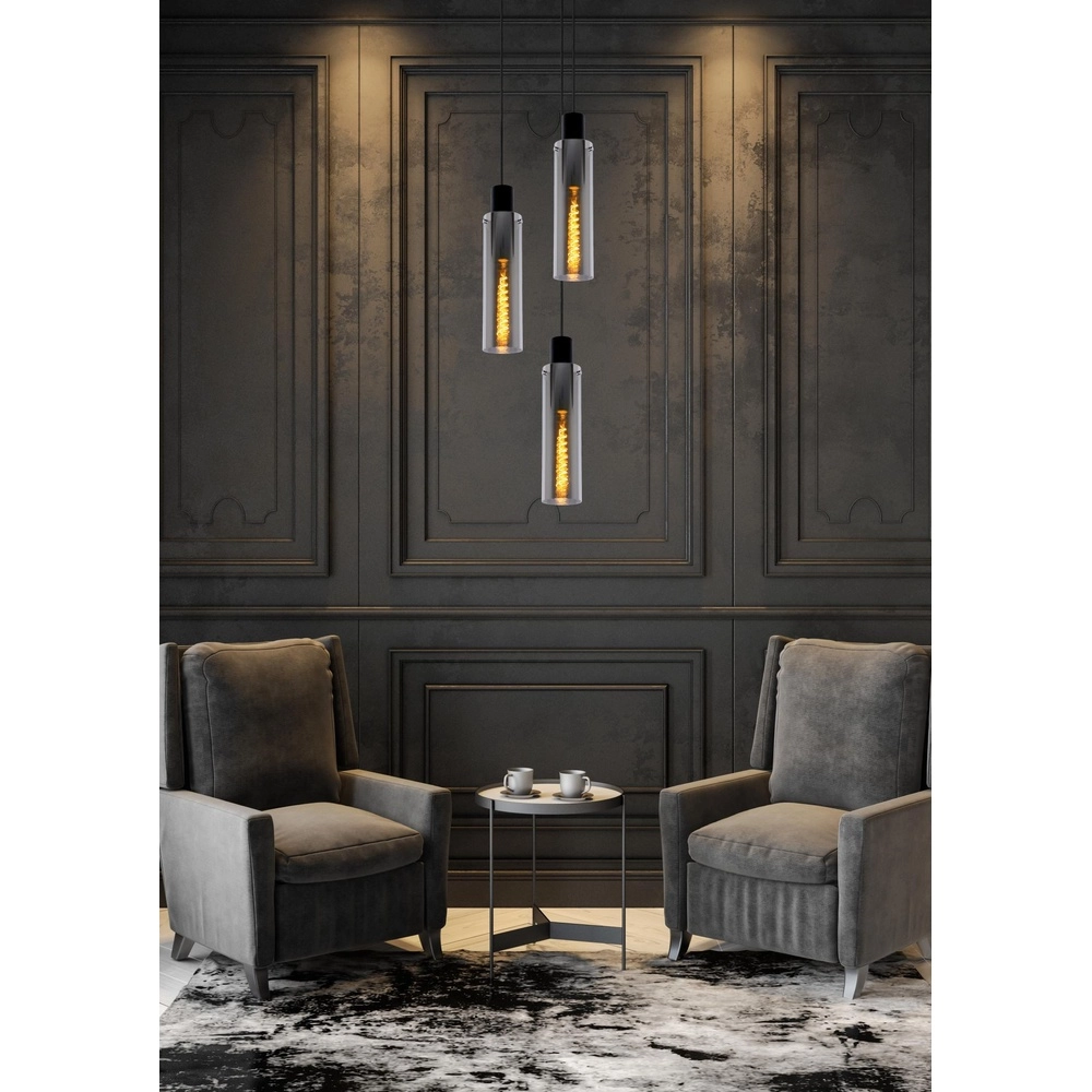 3-light pendant lamp Orlando smoke glass Lucide 5411212740731