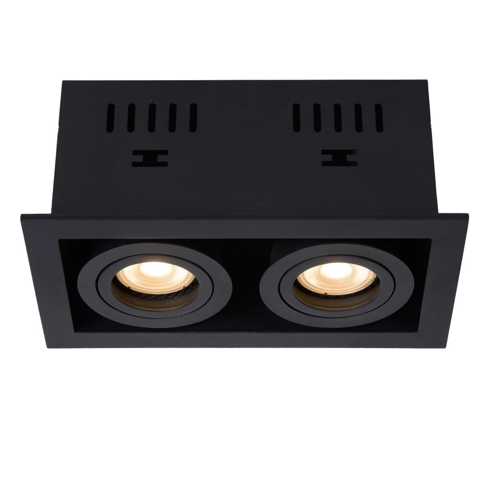 Rectangular recessed spotlight Chimney Double Black Lucide 5411212092267