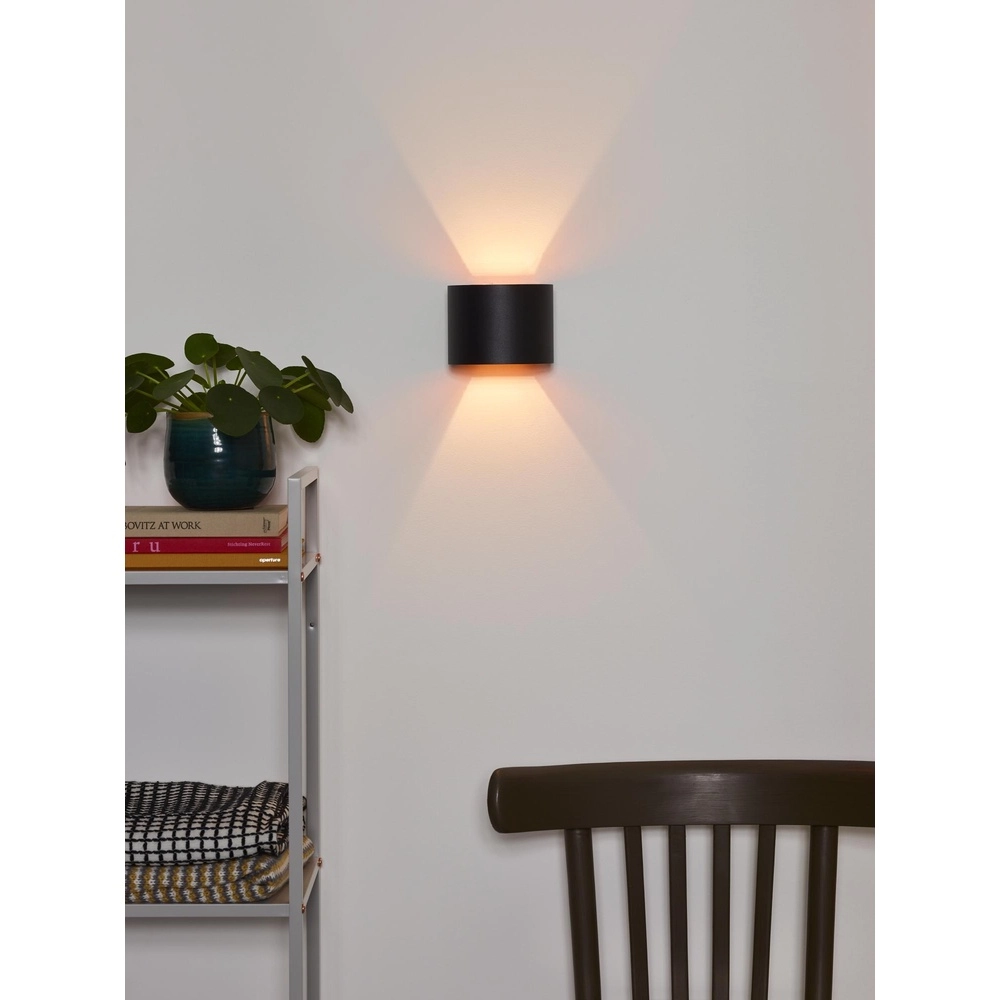 Rounded wall spot Xio 2700K black Lucide 5411212092007