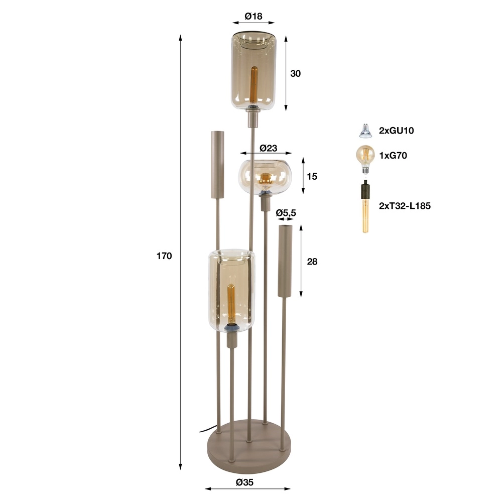 Design vloerlamp Serene zand bruin Lyora 8716803514768