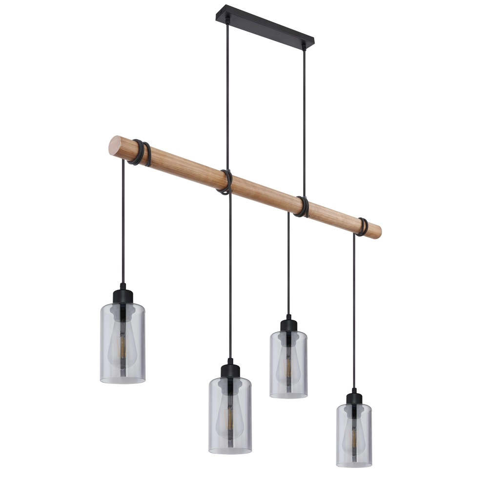 Pendant lamp Hadera 4-light black with smoke glass Globo 9007371414840