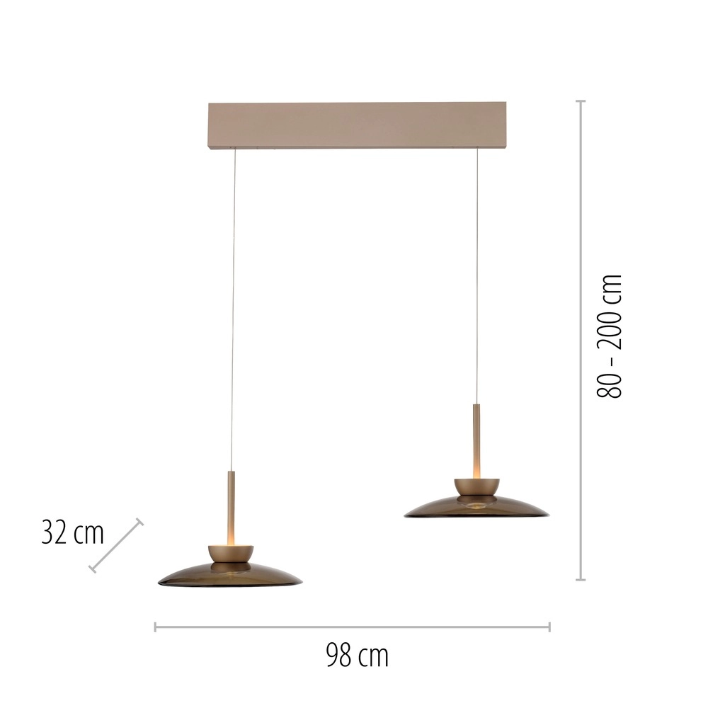 2L dining table pendant lamp Pure Moon Bronce with amber glass Paul Neuhaus 4012248392980
