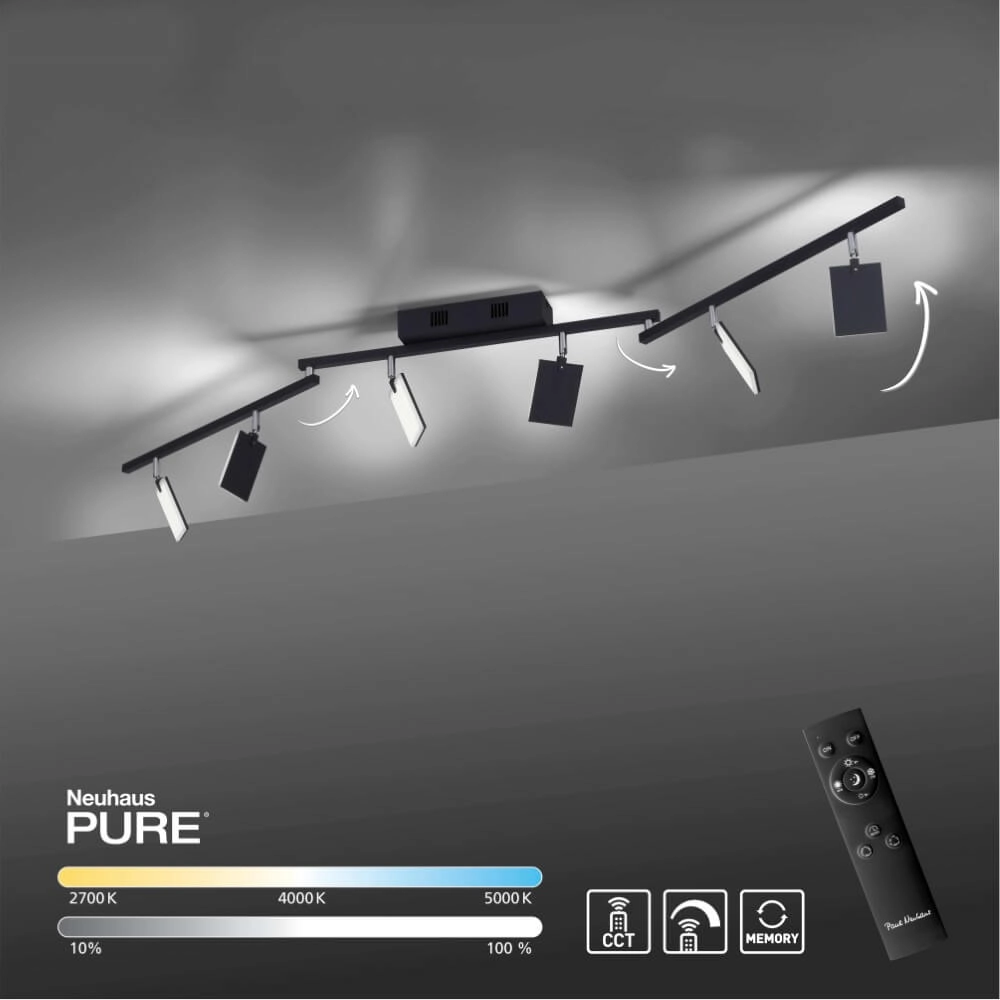 Ceiling lamp Pure Mira 6-light black Paul Neuhaus 4012248359464