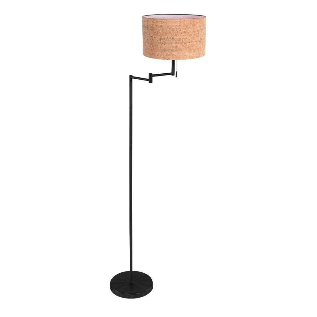 Black floor lamp Bella with cork cap Ø30cm