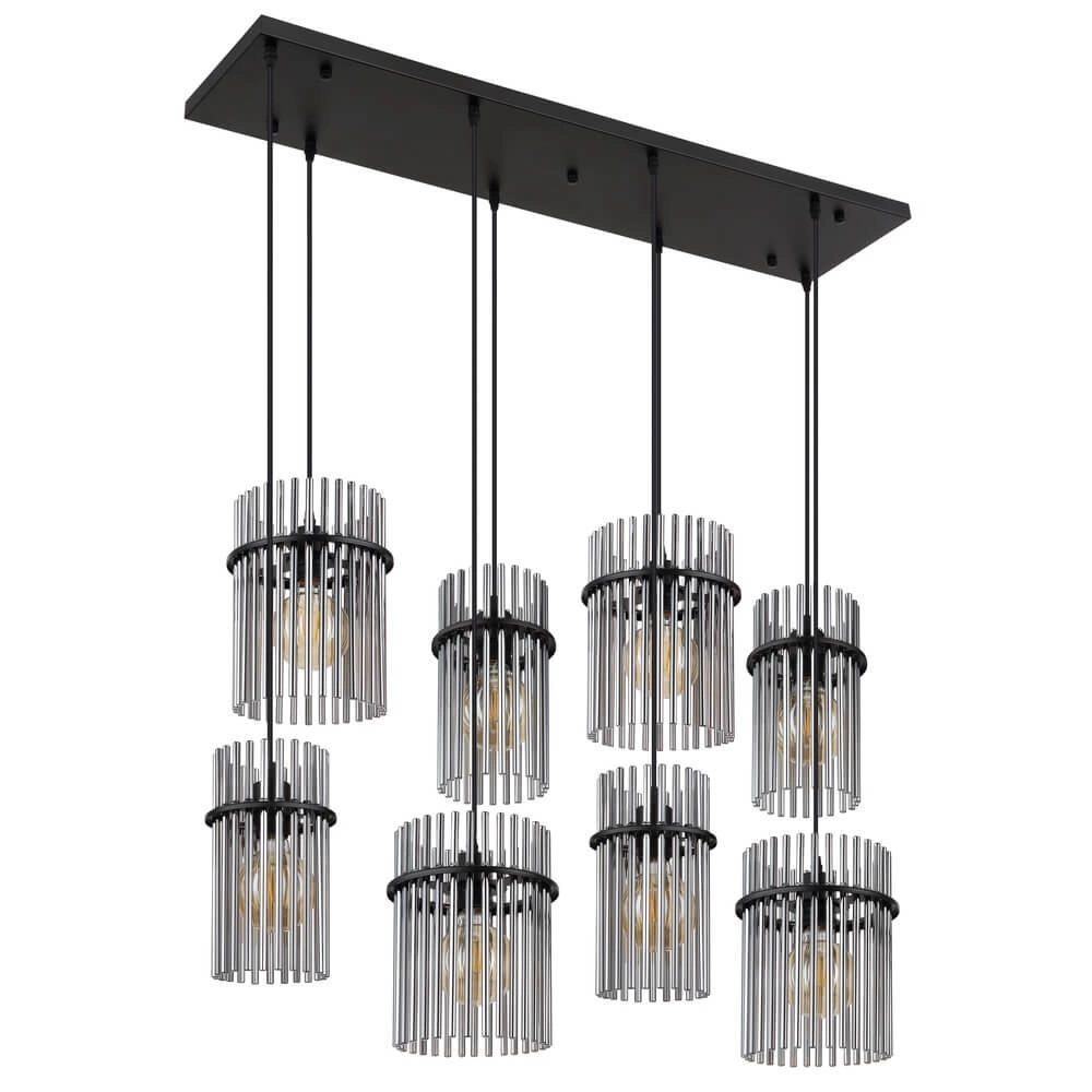 Black pendant lamp Gorley with smoke glass 8-lights Globo 9007371465958