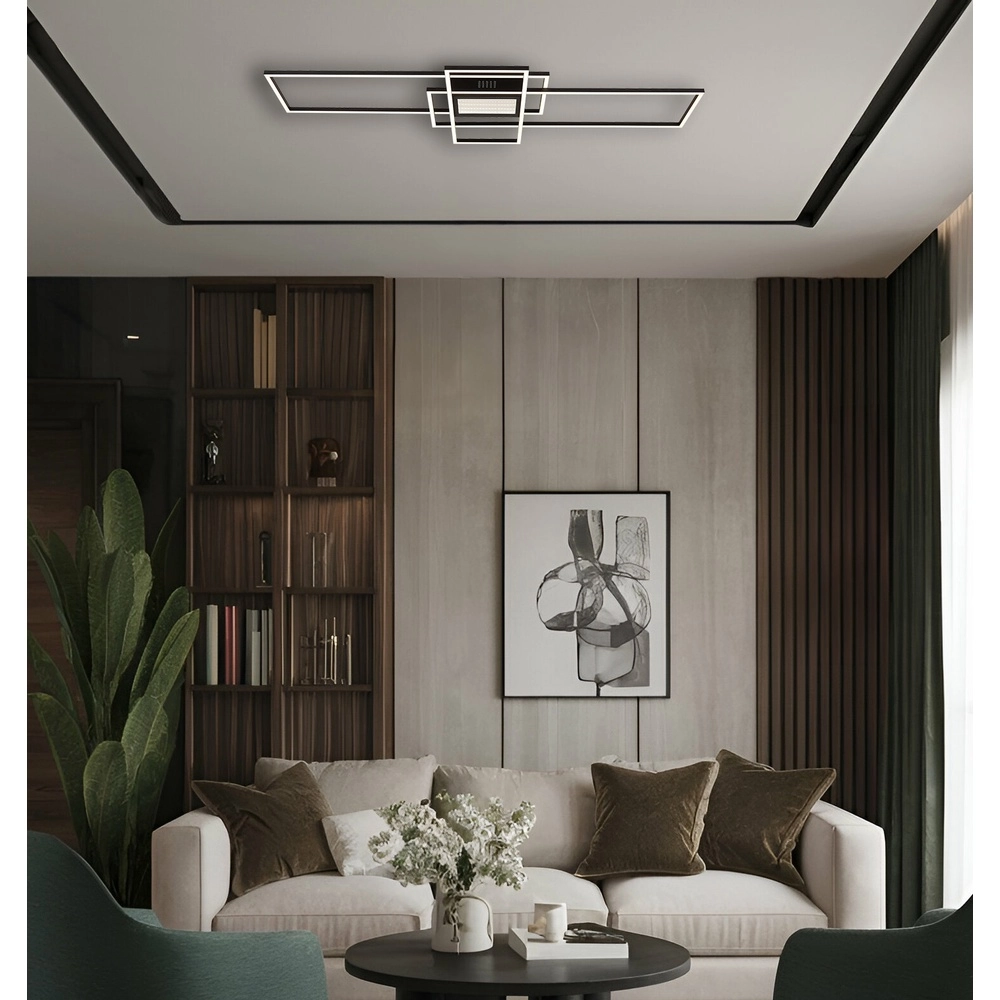 Modern ceiling lamp Saunders Black rectangle110cm Globo 9007371481354