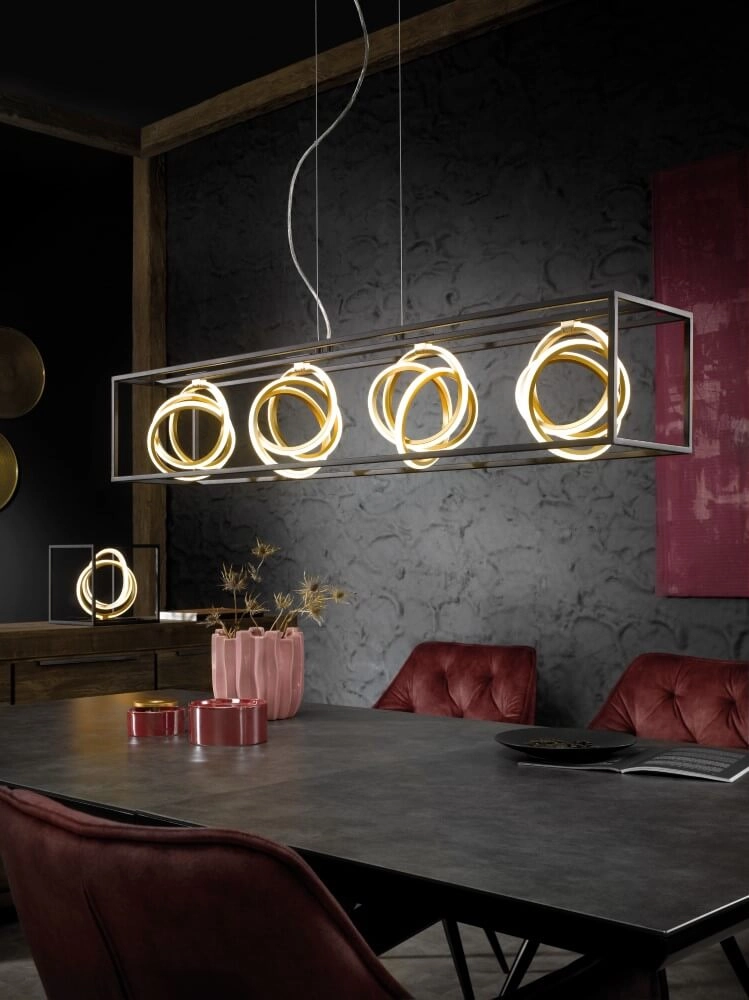 Design hanging lamp Gisi 110cm black with gold Fischer & Honsel 4003694606066