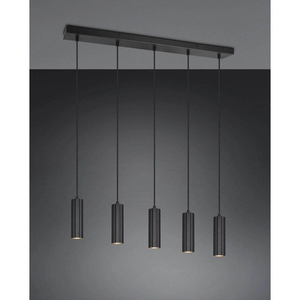 5-light pendant lamp Soka black Trio 4017807658538
