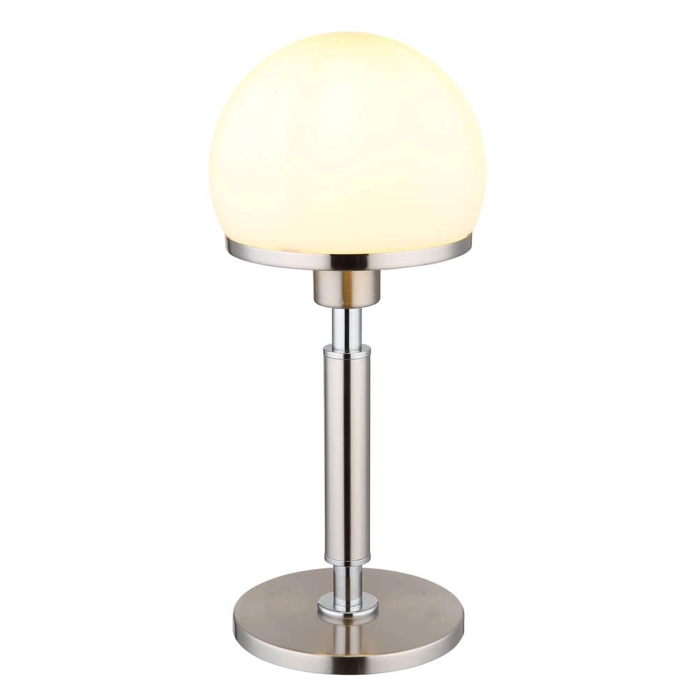 Table lamp Haku chrome with white glass