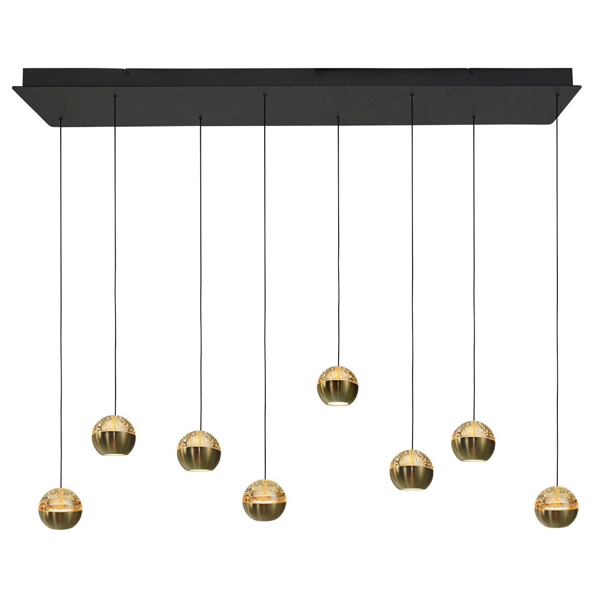 Dining table pendant lamp 115cm Belluno 8-light LED - brass
