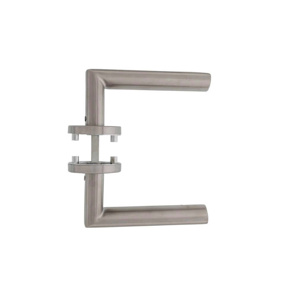 Oval door handle Hoek 90 rosette with ridge stainless steel Intersteel 8714186129753