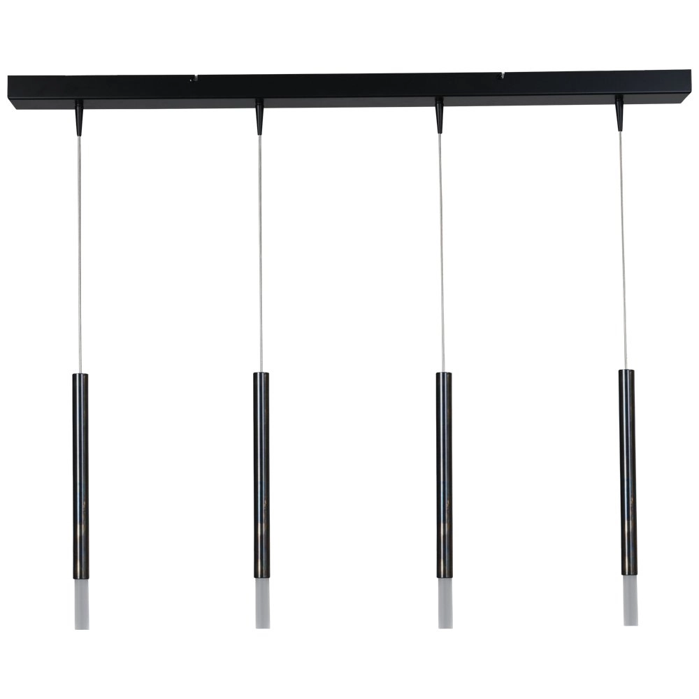 Black dining table hanging lamp Flute 4-light design cylinders