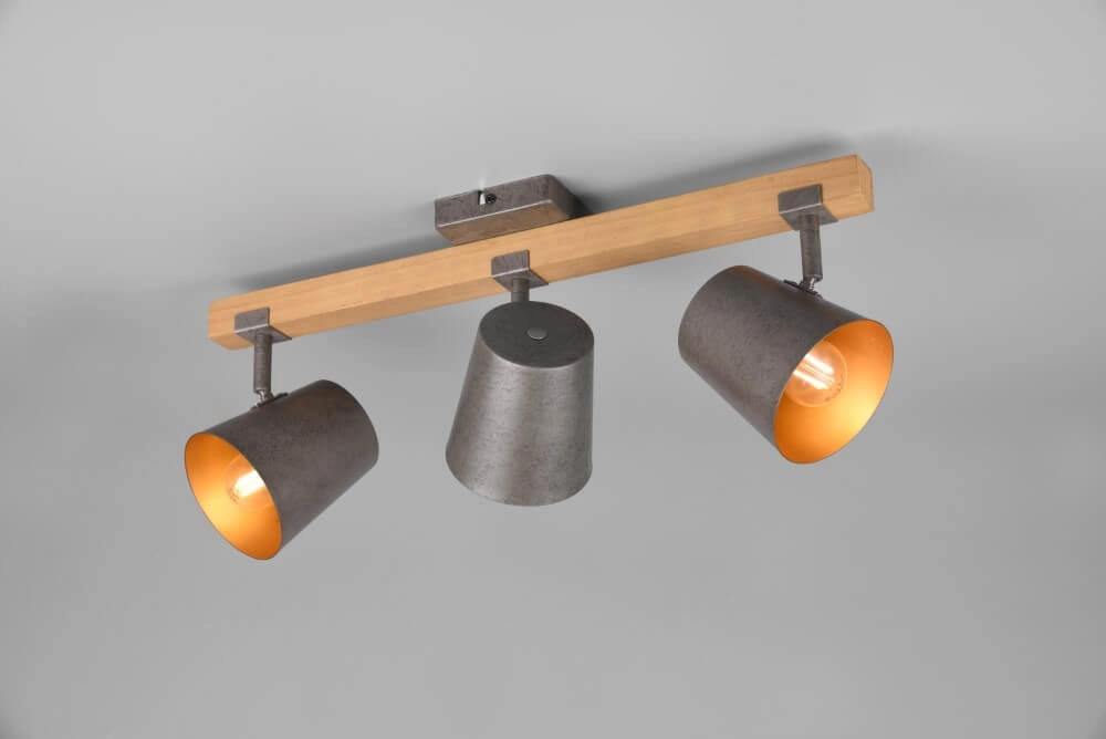Spot Bell 3-light antique gray with wood Trio 4017807502589