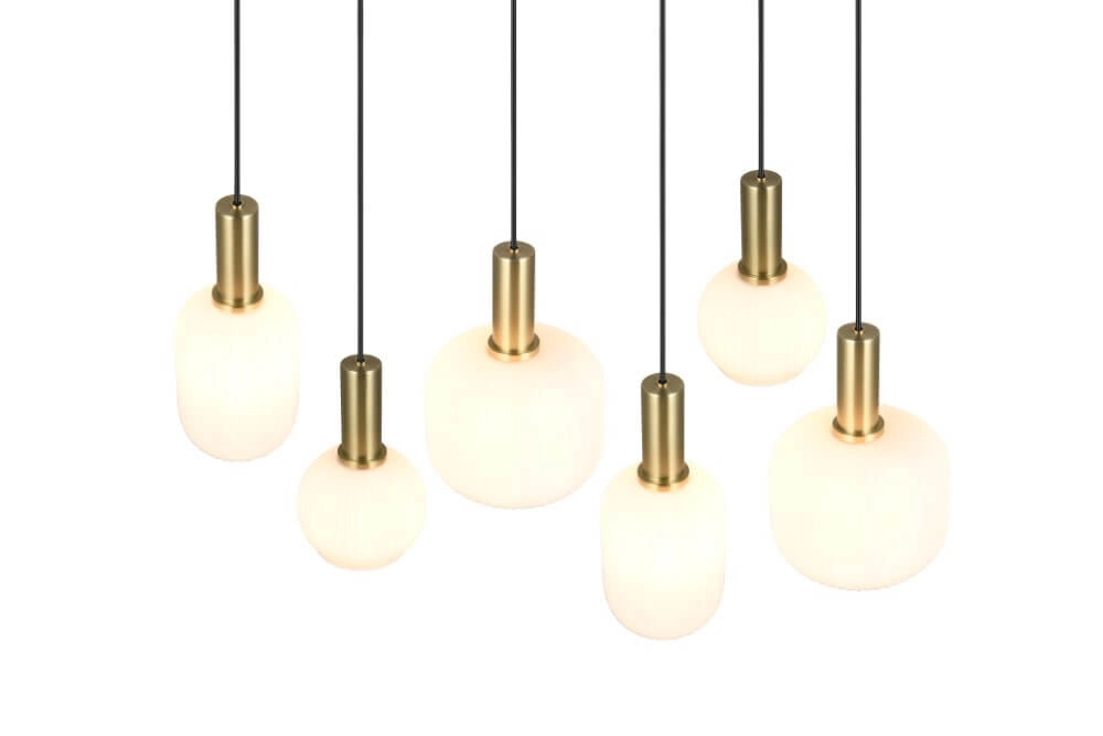 Dining room pendant lamp Diva 6-light - white glass Trio 4017807614510