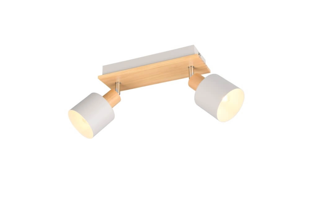 Double ceiling lamp Shanti with wood look