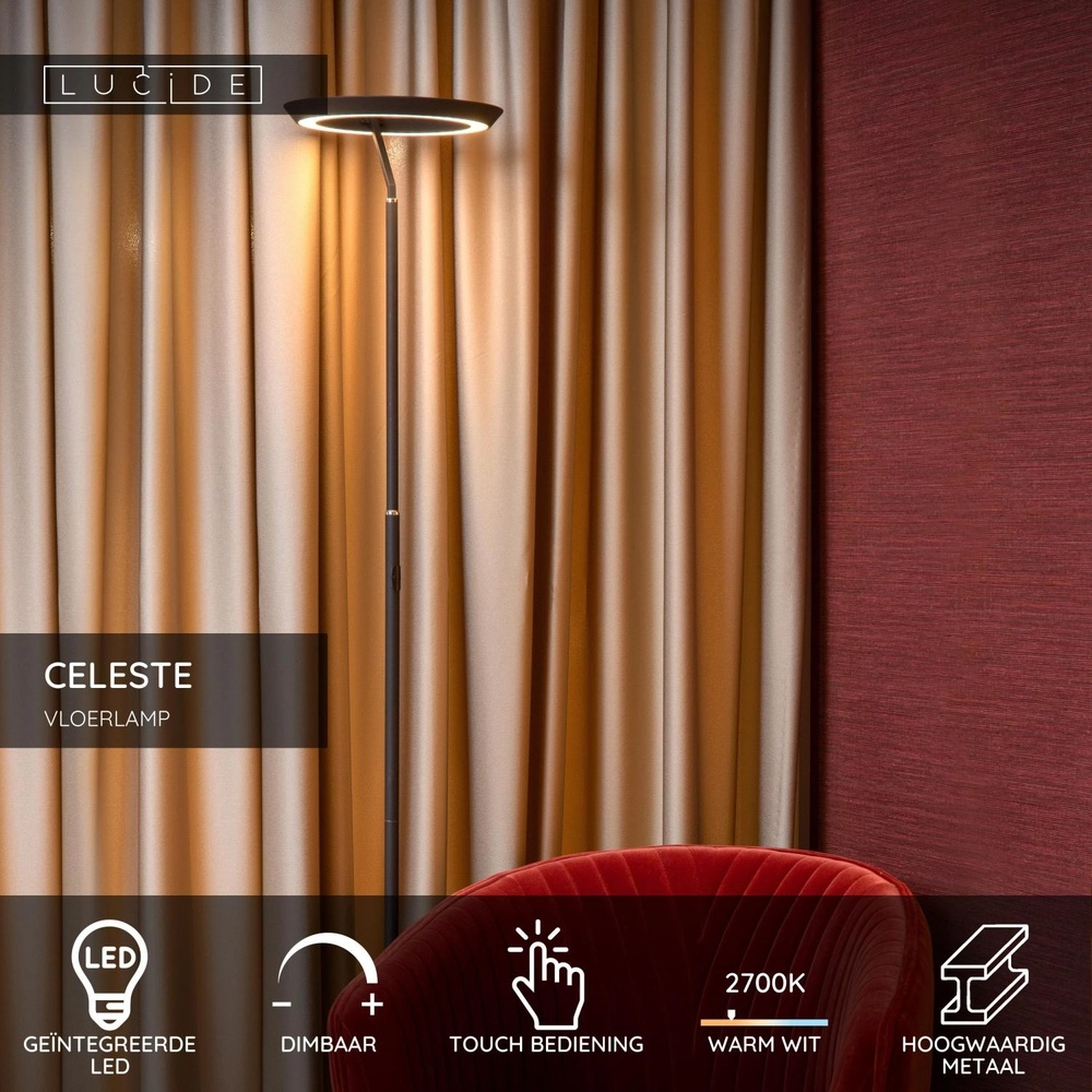 Design floor lamp Celeste black Ø 28cm Lucide 5411212031938