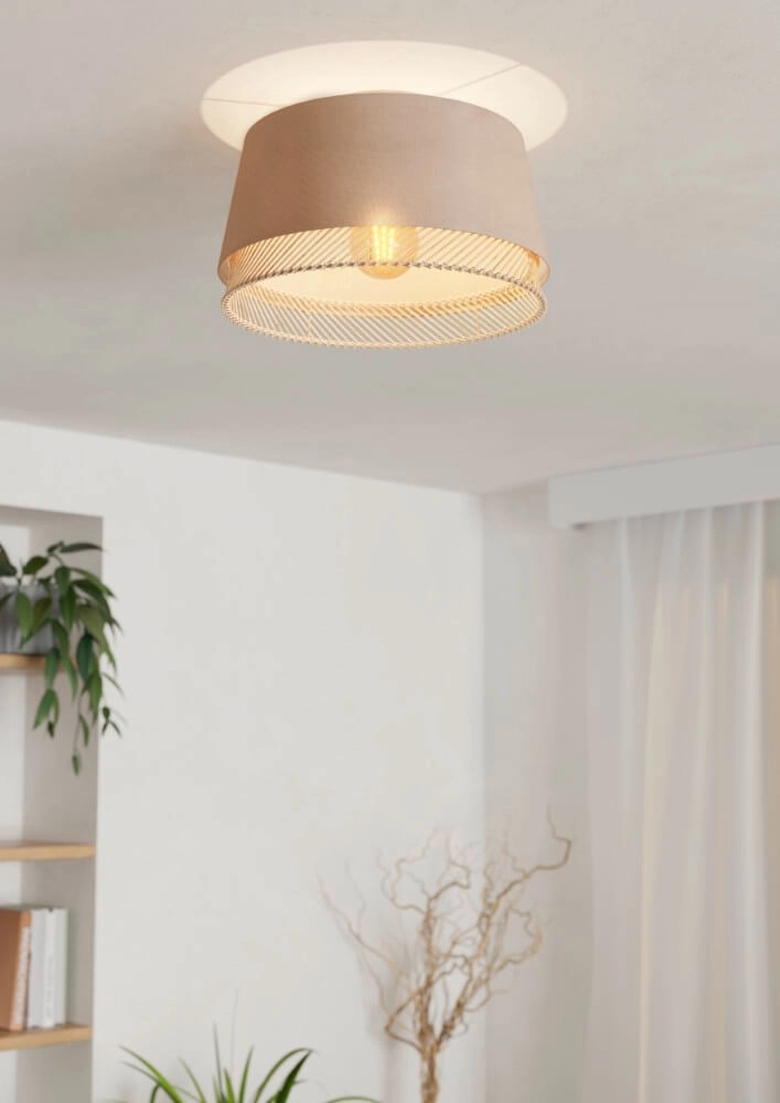 Ceiling lamp Tabley Ø 38cm - linen with rattan Eglo 9002759439743