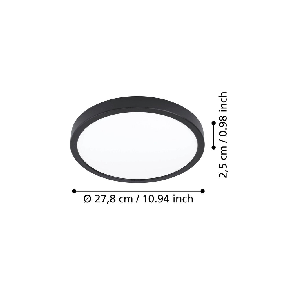 Led ceiling light Fueva 6 round - black - Ø 27,8cm Eglo 9008606330089