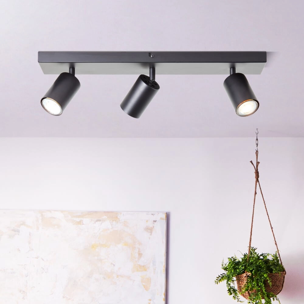 Black ceiling spotlight Jello 3-light Brilliant 4004353409387