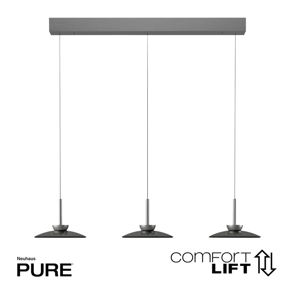 3L dining table pendant lamp Pure Moon Platinum-plated with smoke glass Paul Neuhaus 4012248386309