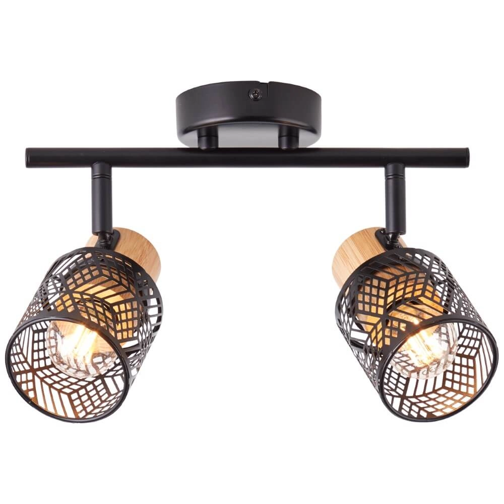 Spots Santy 2-light black with wood