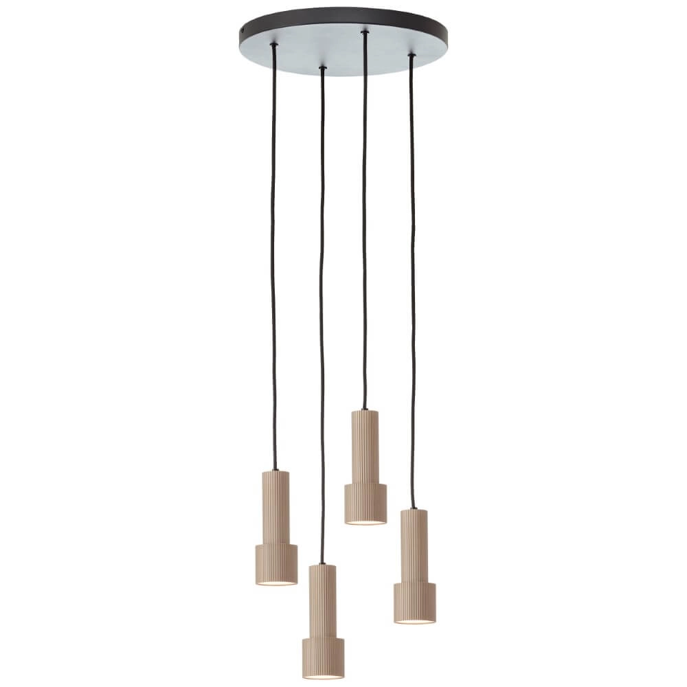 Round pendant lamp Cadiz 4-light black with bronze