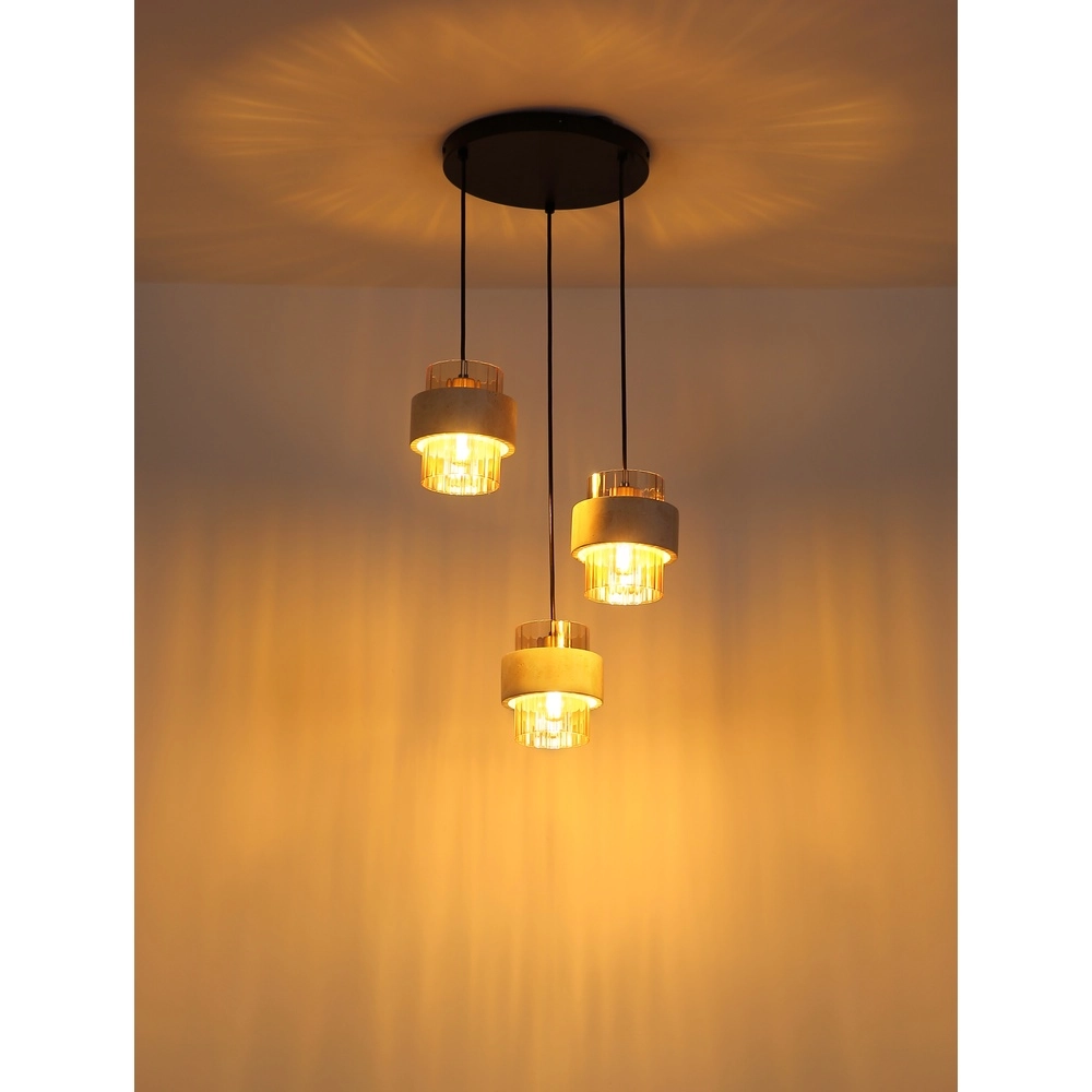 3-light pendant lamp Daren black with marble Globo 9007371589654