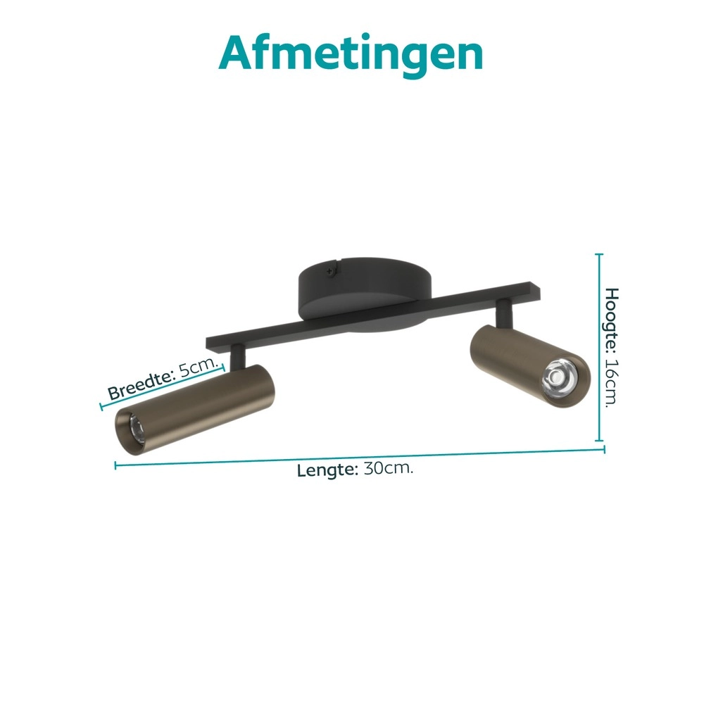Surface-mounted spot Valproto 2-light black with bronze Eglo 9008606392063