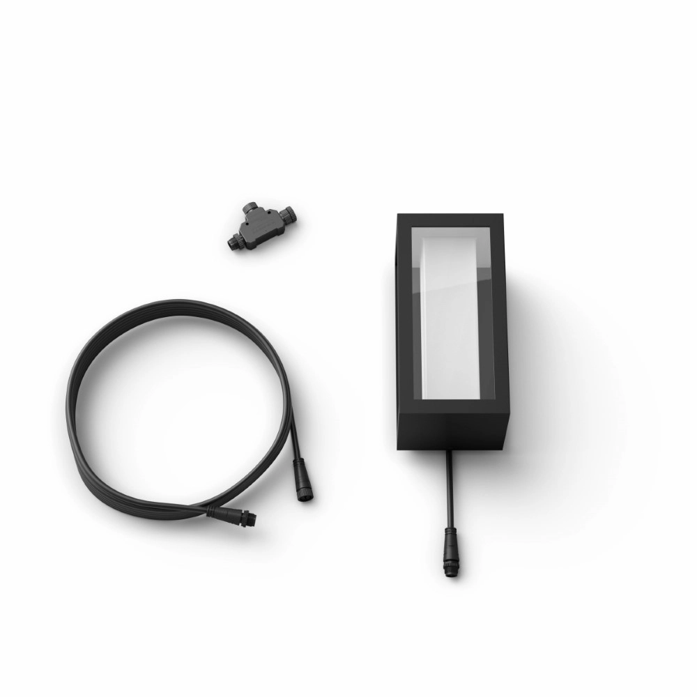 Square wall lamp Hue Impress 24 volt black Philips 8718696174333