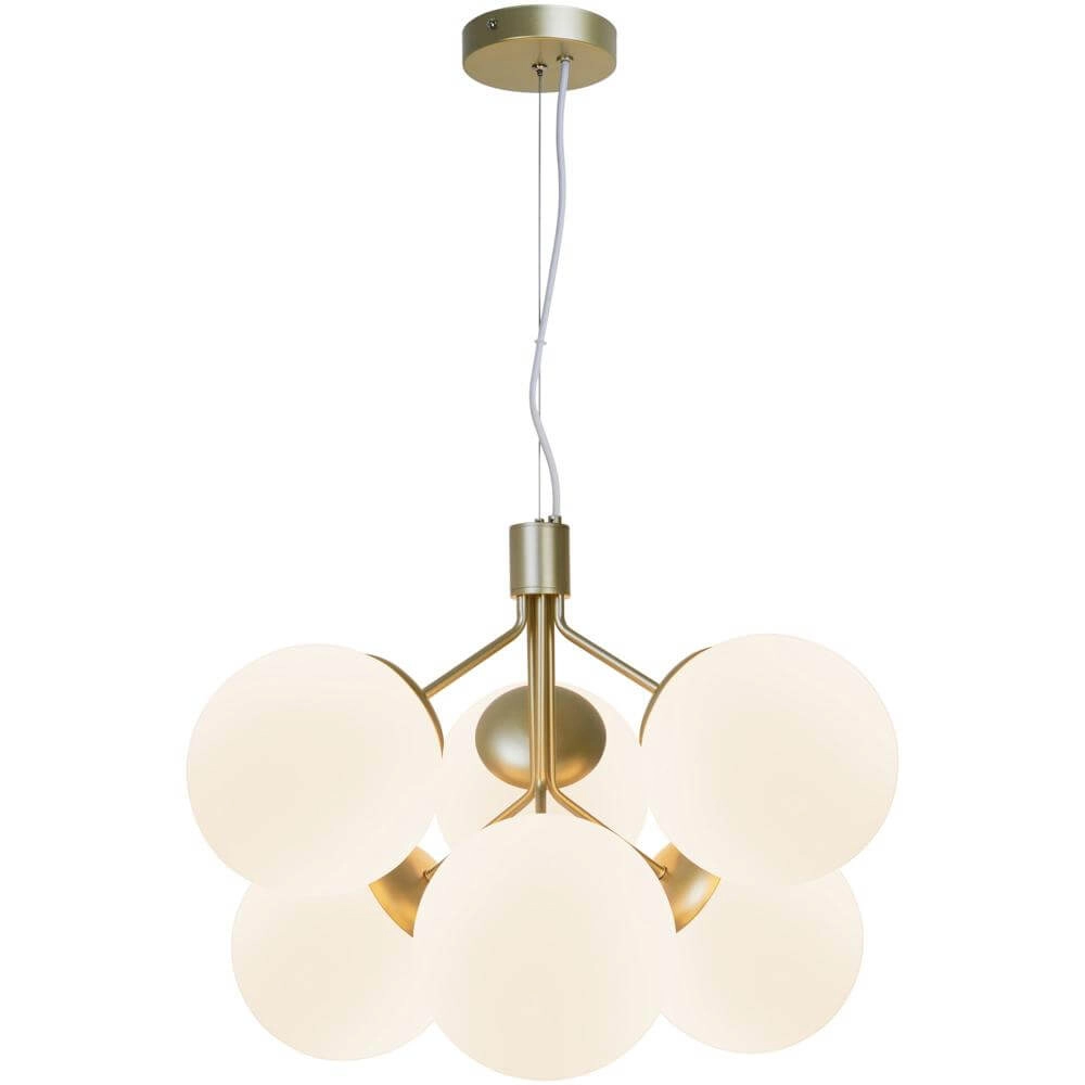 6-light pendant lamp Ivona gold with white glass Nordlux 5704924005343