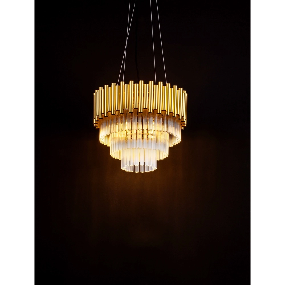 Pendant lamp Magnolia gold with crystal Ø 39cm
