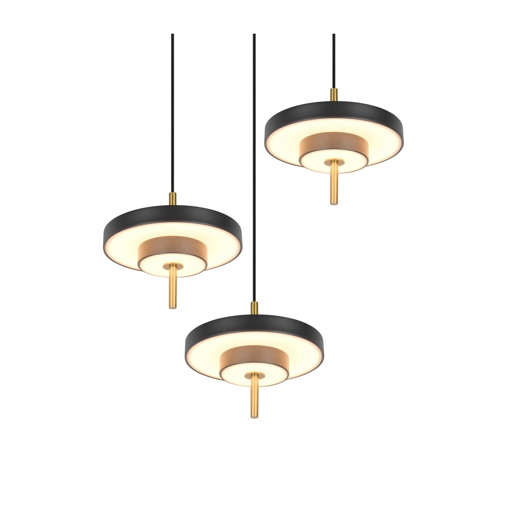 3-light pendant lamp Keaton Round black with gold Trio 4017807655247